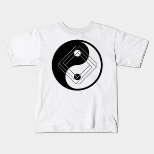 Gemotery Yin Yang on White Kids T-Shirt